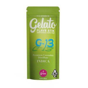 A photograph of Gelato Classics All-In-One 1g Indica G-13