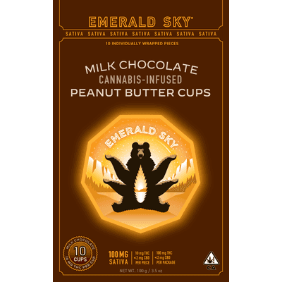 Emerald Sky Peanut Butter Cups 10ct 100mg Sativa Milk Chocolate