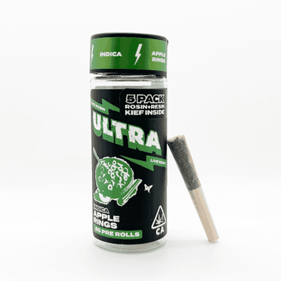 Ultra Live Rosin and Live Resin Preroll 5pk .5g Indica Apple Rings