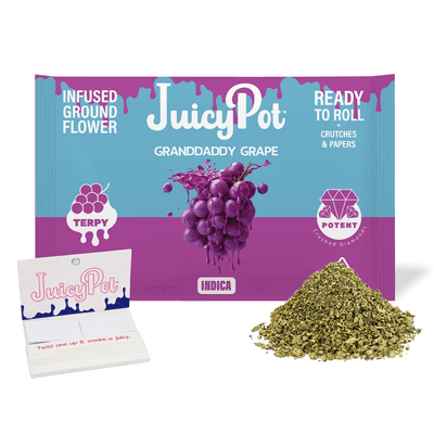 JuicyPot Infused Ground Flower 14g Indica Granddaddy Grape
