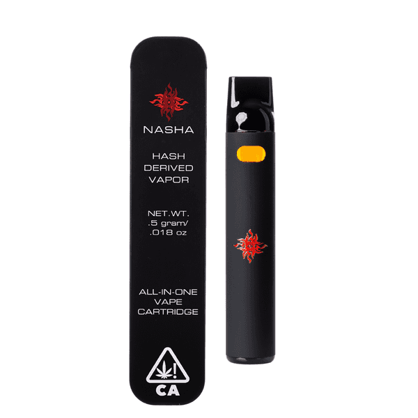 A photograph of Nasha 0.5g All-In-One Live Rosin Hybrid Moroccan Peaches Vape Cart