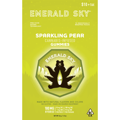 Emerald Sky Gummies 10ct 100mg Hybrid Sparkling Pear