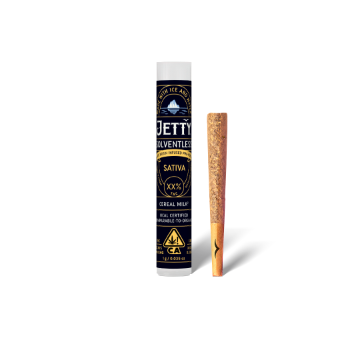 A photograph of Jetty OCAL Solventless 1g Rosin Preroll Cereal Milk x Cereal Milk