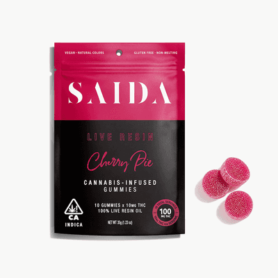 Saida Live Resin Gummies 100mg Indica Cherry Pie