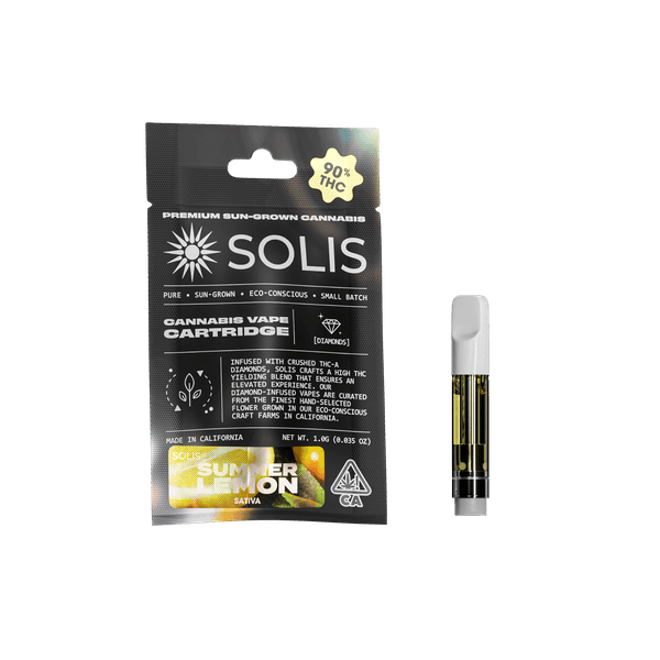 A photograph of Solis Diamond Enhanced Cartridge 1g Sativa Summer Lemon