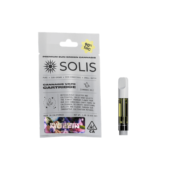 A photograph of Solis Cartridge 1g Hybrid Blueberry Muffin