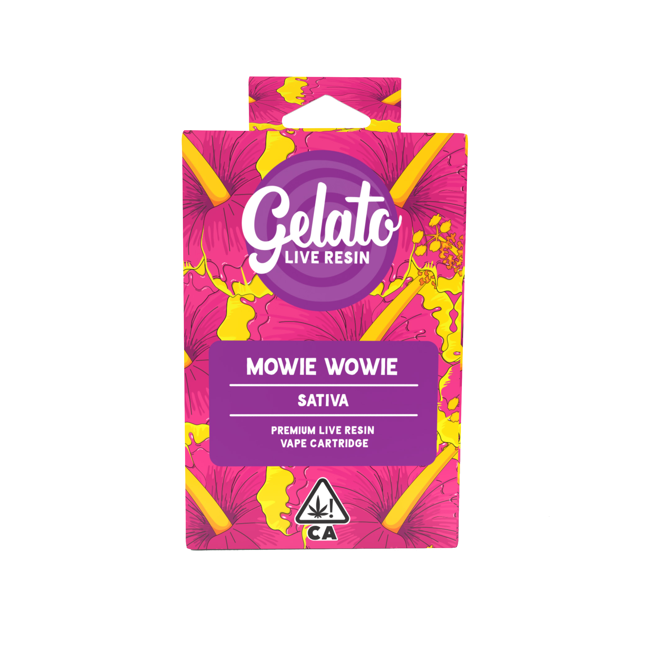 A photograph of Gelato Live Resin Cartridge 1g Sativa Mowie Wowie