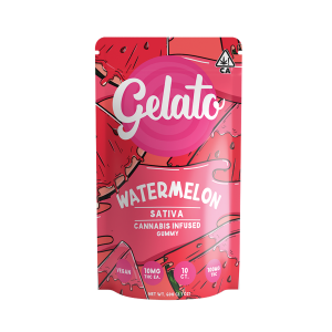 A photograph of Gelato Gummies 100mg Sativa Watermelon 10ct