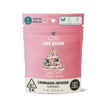 A photograph of CLSICS Live Rosin Gummies Hybrid Strawberry Shortcake Sweet Tooth 2-Piece