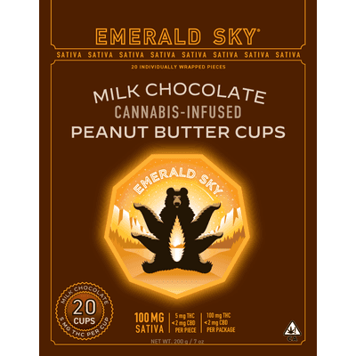 Emerald Sky Peanut Butter Cups 20ct 100mg Sativa Milk Chocolate