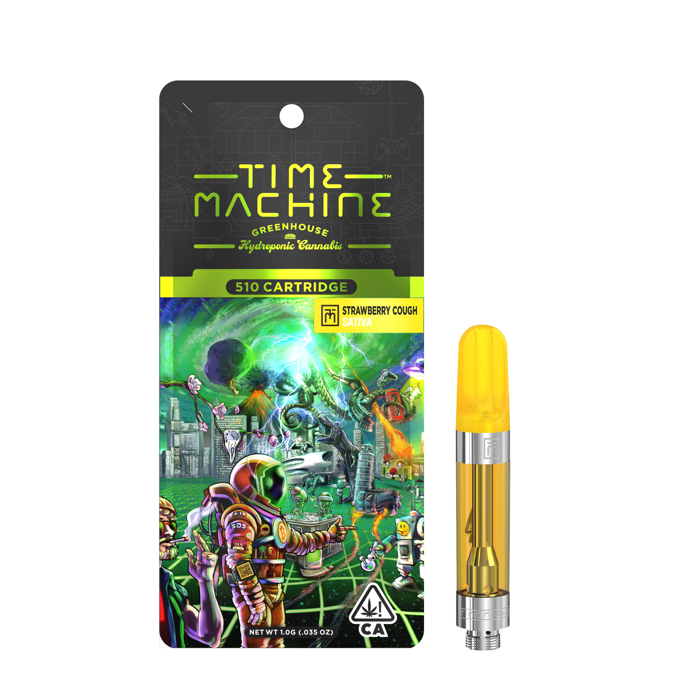 A photograph of Time Machine Cartridge 1g Sativa Strawberry Cough