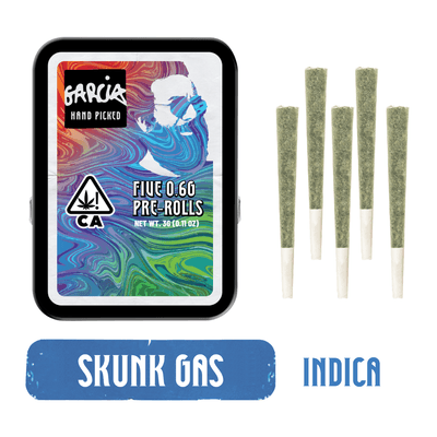 Garcia Hand Picked Preroll .6g Indica Skunk Gas GF 5pk 3g
