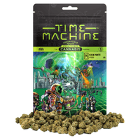 A photograph of Time Machine Flower 28g Hybrid Kush Mints 4ct