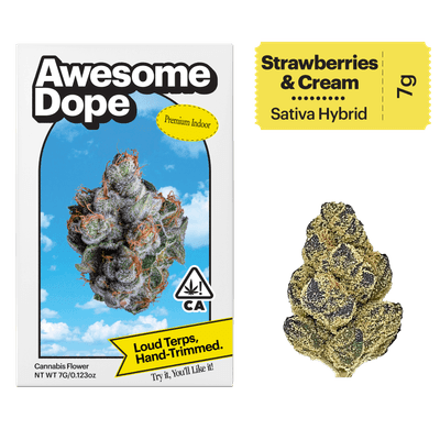 Awesome Dope Indoor Flower 7g Sativa Hybrid Strawberries & Cream