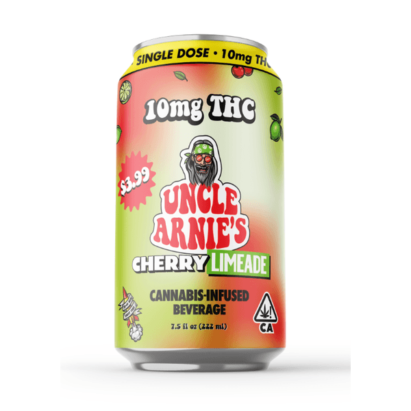 A photograph of Uncle Arnie's Beverage 7.5oz Cherry Limeade 10mg 12pk