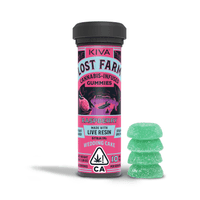 A photograph of Lost Farm Gummies Raspberry Wedding Cake