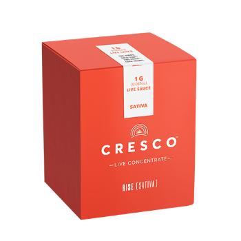 A photograph of Cresco Rise Live Sauce 1g Sativa Sour Tangie