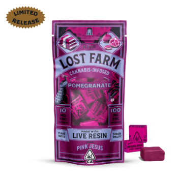 A photograph of Lost Farm Chews Pomegranate Pink Jesus