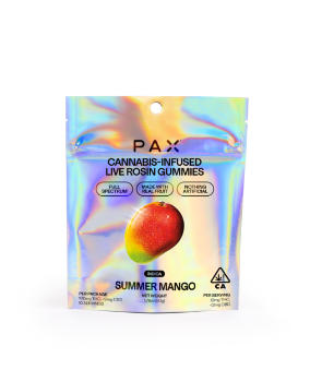 A photograph of PAX Live Rosin Gummies Summer Mango