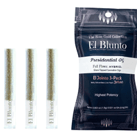 A photograph of El Blunto Hash Jointo .6g Hybrid Presidential OG 3pk 1.8g