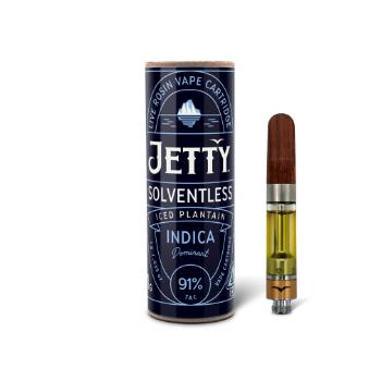 A photograph of Jetty Cartridge 1g Solventless Iced Plantain