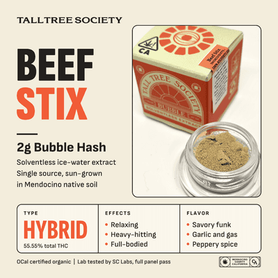 Tall Tree Society Bubble Hash 2g Beef Stix