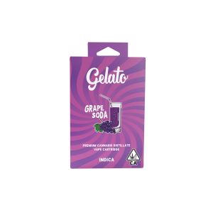 A photograph of Gelato Flavors Cartridge 1g Indica Grape Soda