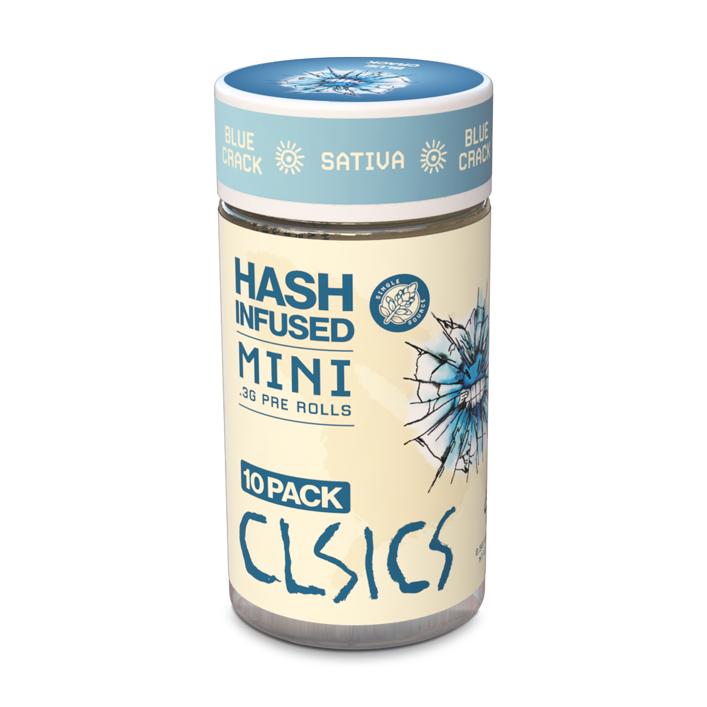 A photograph of CLSICS Hash Preroll 10pk Sativa Blue Crack