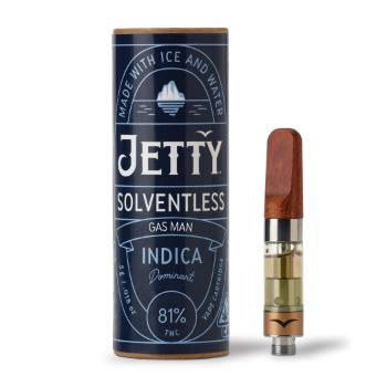 A photograph of Jetty Cartridge 0.5g Solventless Gas Man