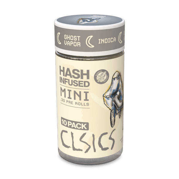 A photograph of CLSICS Hash Preroll 10pk Indica Ghost Vapor