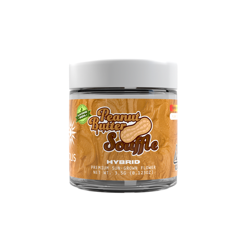 A photograph of Solis Flower 3.5g Hybrid Peanut Butter Souffle 16ct