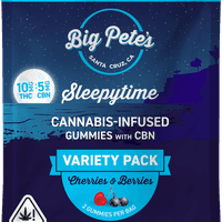 A photograph of Big Pete's Gummies Sleepytime Fast-Acting Indica Cherries & Berries 2:1 2pk