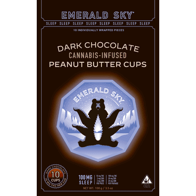 Emerald Sky Peanut Butter Cups 10ct 100mg 10:2:2 THC/CBD/CBN Sleep Dark Chocolat