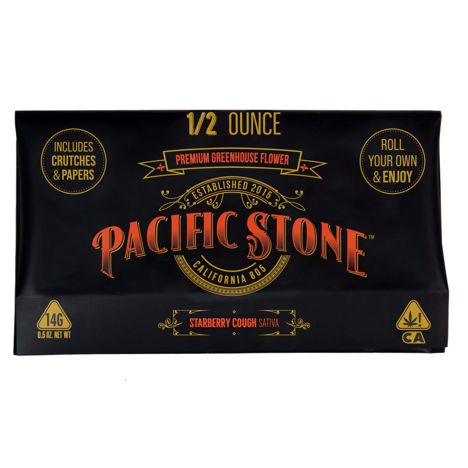 A photograph of Pacific Stone Roll Your Own Sugar Shake 14.0g Pouch Sativa Starberry Cough