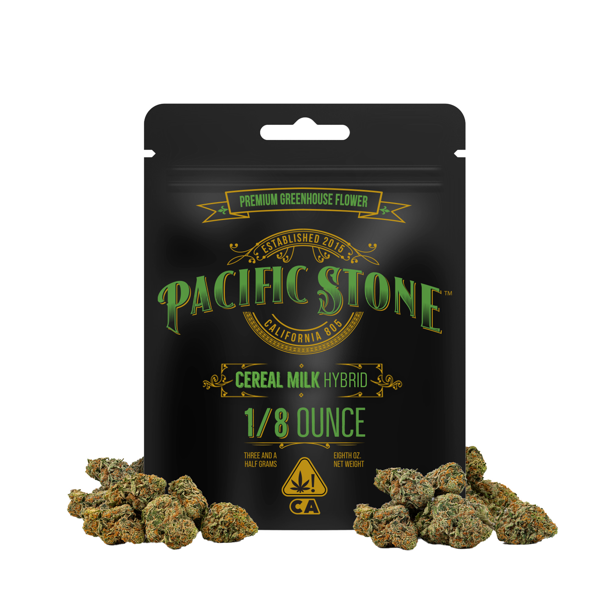 A photograph of Pacific Stone Flower 3.5g Pouch Hybrid Cereal Milk