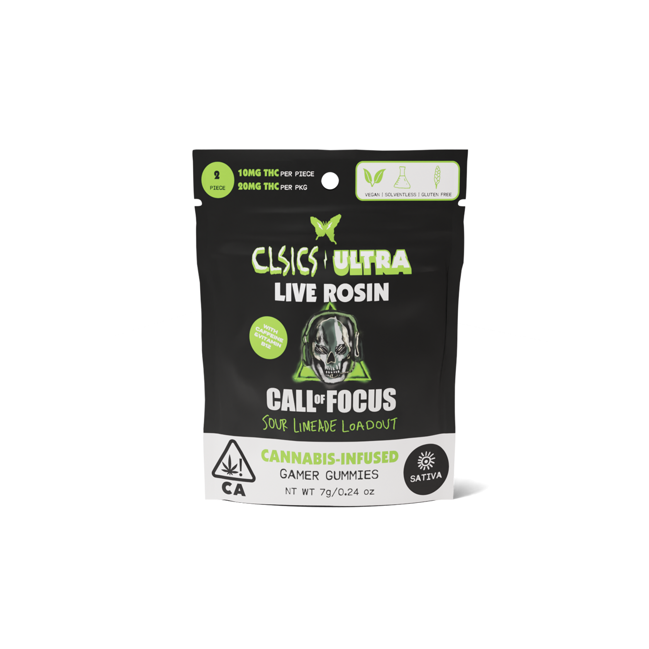 A photograph of CLSICS Live Rosin Gummies Sativa Call Of Focus 2-Piece