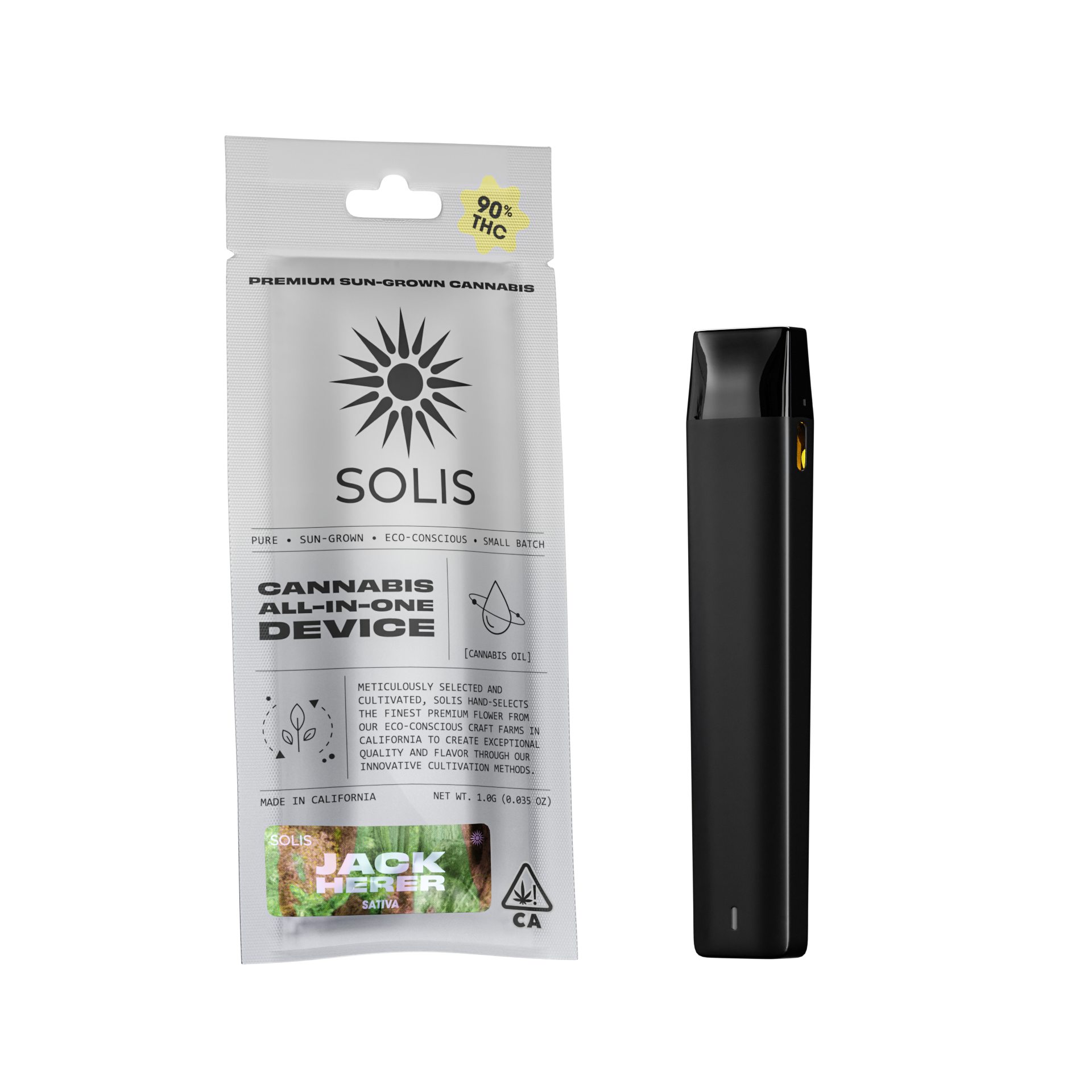 A photograph of Solis All-in-One Vape 1g Sativa Jack Herer