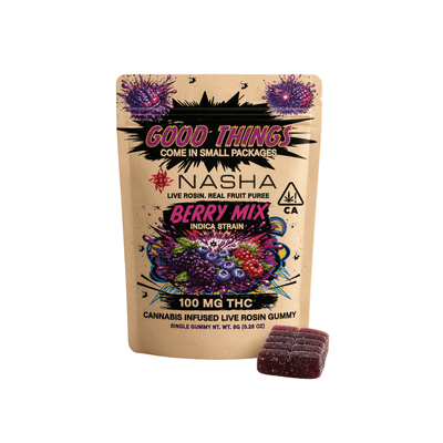 Nasha Live Rosin Single Gummy 100mg Indica 'Mixed Berry' Canal Street Runtz