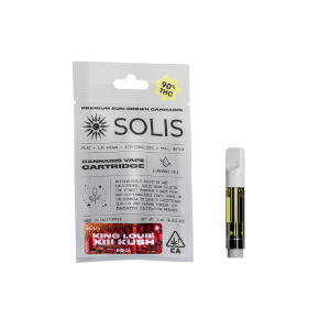 A photograph of Solis Cartridge 1g Indica King Louie XIII Kush