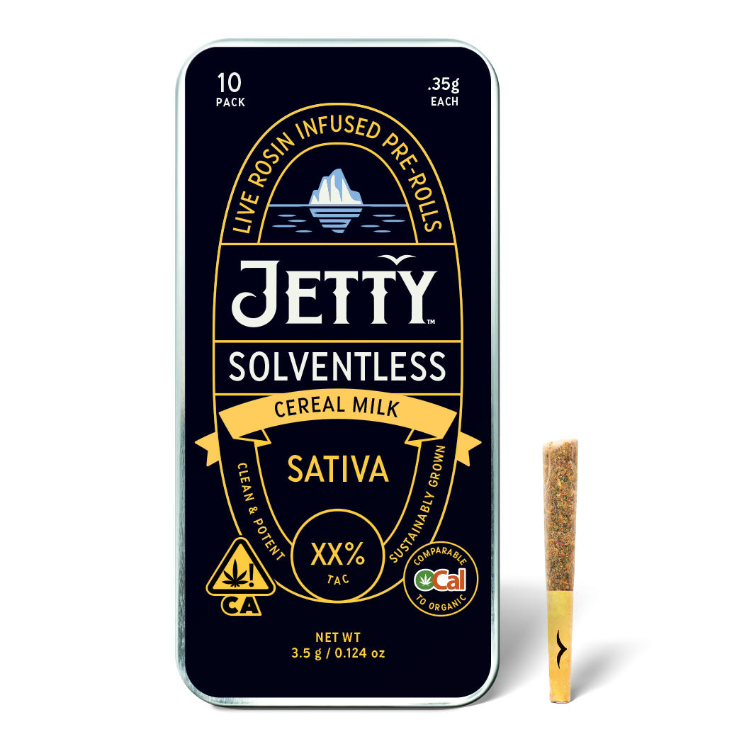 A photograph of Jetty Solventless Preroll OCAL Cereal Milk x Cereal Milk 10pk