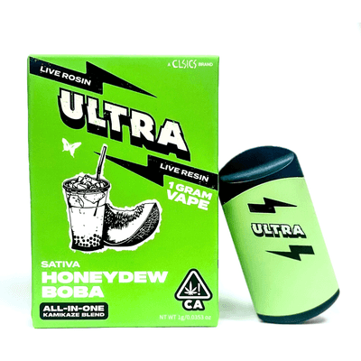 Ultra Live Rosin and Live Resin All-In-One Cartridge 1g Sativa Honeydew Boba
