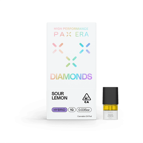 A photograph of PAX Diamonds Pod 1g Hybrid Sour Lemon