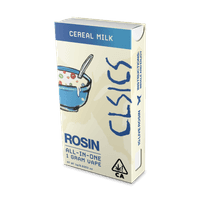 A photograph of CLSICS Live Rosin All-In-One Cartridge 1g Indica Cereal Milk