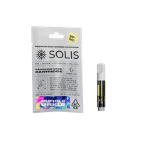 A photograph of Solis Cartridge 1g Indica Purple Urkle