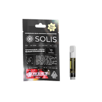 A photograph of Solis Diamond Enhanced Cartridge 1g Sativa Sweet Strawberry