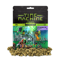 A photograph of Time Machine Flower 14g Indica Wedding Cake 8ct