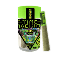 A photograph of Time Machine Infused Preroll 5pk Hybrid Rainbow Crush