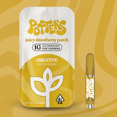 Potters Live Resin Vape Cartridges 1g Sativa Juicy Strawberry Patch