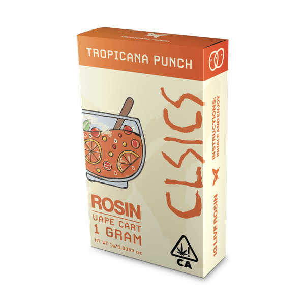 A photograph of CLSICS Live Rosin Cartridge 1g Hybrid Tropicana Punch