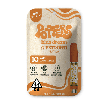 Potters Live Resin Vape Cartridges 1g Sativa Blue Dream